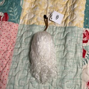 UGG Ornament Mongolian Fur Pom Pom White Sheepskin Christmas Tree Holiday new